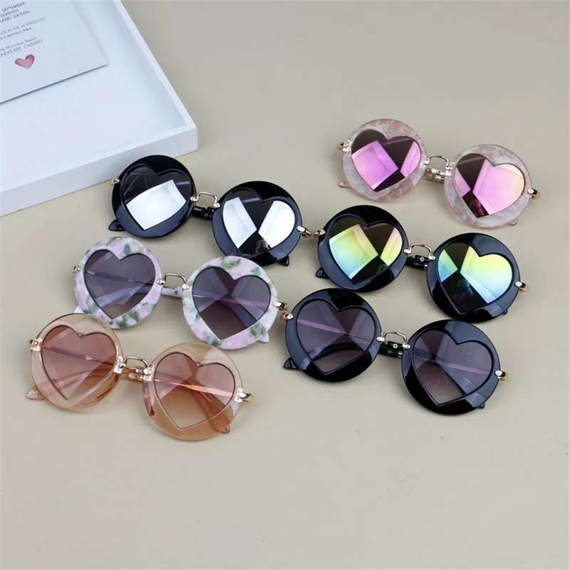 

KOTTDO Luxury Round Love Kids Sunglasses Metal Heart Baby Girls Sunglasses for Boys Gafas De Sol