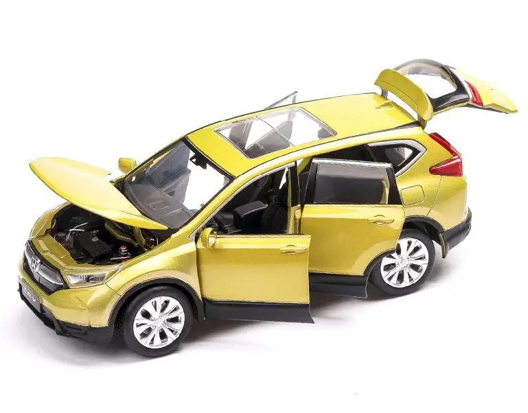 Цвет: желтый 1/32 Honda CR-V Diecasts& Toy Vehicles модель автомобиля со звуком и светильник коллекция автомобиля игрушки для мальчика Детский подарок на день рождения - Цвет: Цвет: желтый