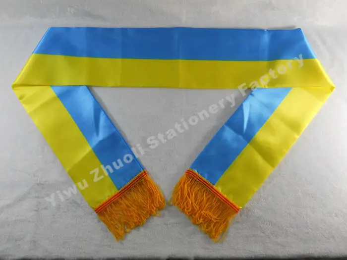 

Factory Supply Stock Scarf Satin Printing Ukraine Flag Scarf 120X12CM Scarves Free Shipping