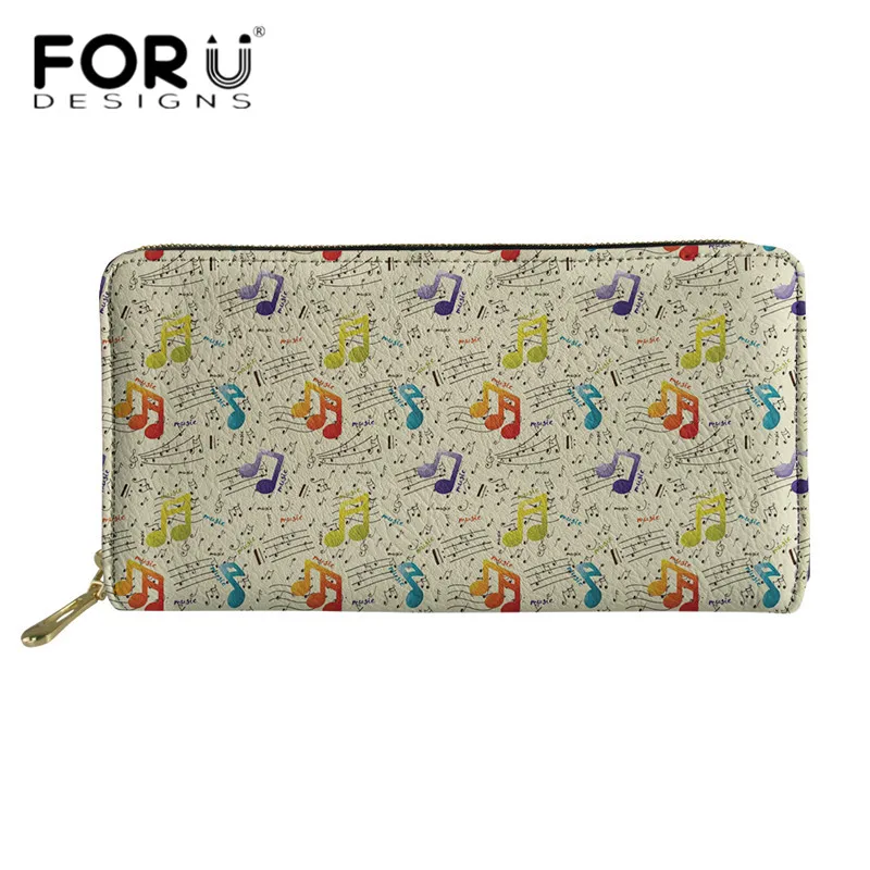 FORUDESIGNS/женский клатч, новинка, кошелек, цветной принт с музыкальными нотами, длинные кожаные кошельки, Женский кошелек на молнии, дорожная сумка для денег - Цвет: HX1014Z21