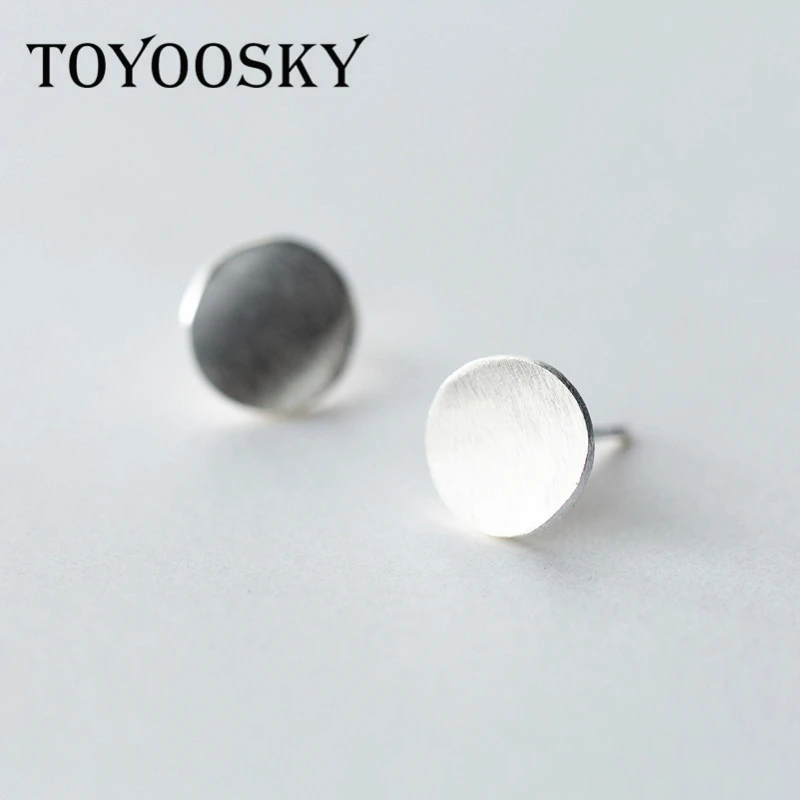 Женские серьги гвоздики TOYOOSKY простые круглые из стерлингового серебра 925 пробы
