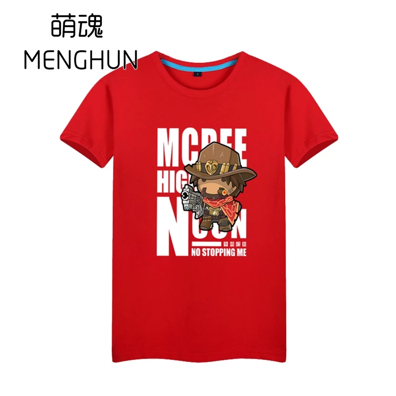 Красочная футболка с принтом милых персонажей игры Q version MCCREE коротким рукавом