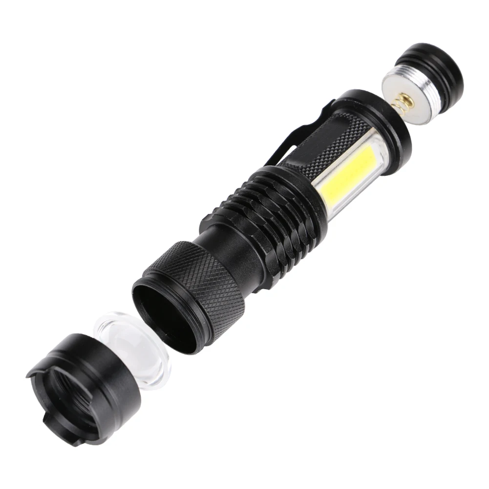 COB LED Flashlight XML T6 Tactical Mini Pocket Clip Torch Zoom Focus Flashlights Waterproof Outdoor Lighting AA 14500 | Лампы и