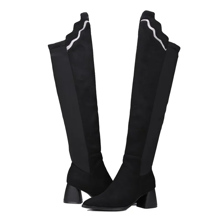 Женские брендовые Сапоги выше колена облегающие длинные сапоги на толстой