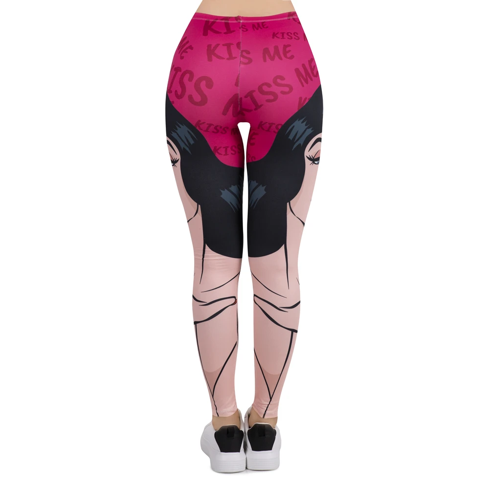 Women Legging KISS ME Printing Leggins Slim High Elasticity Legins Popular Fitness Leggings Female Pants | Женская одежда