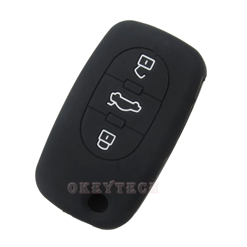 OkeyTech 50 шт./лот силиконовый кожаный чехол для ключа Audi A3 A4 A6 A8 TT 3 кнопки складной с
