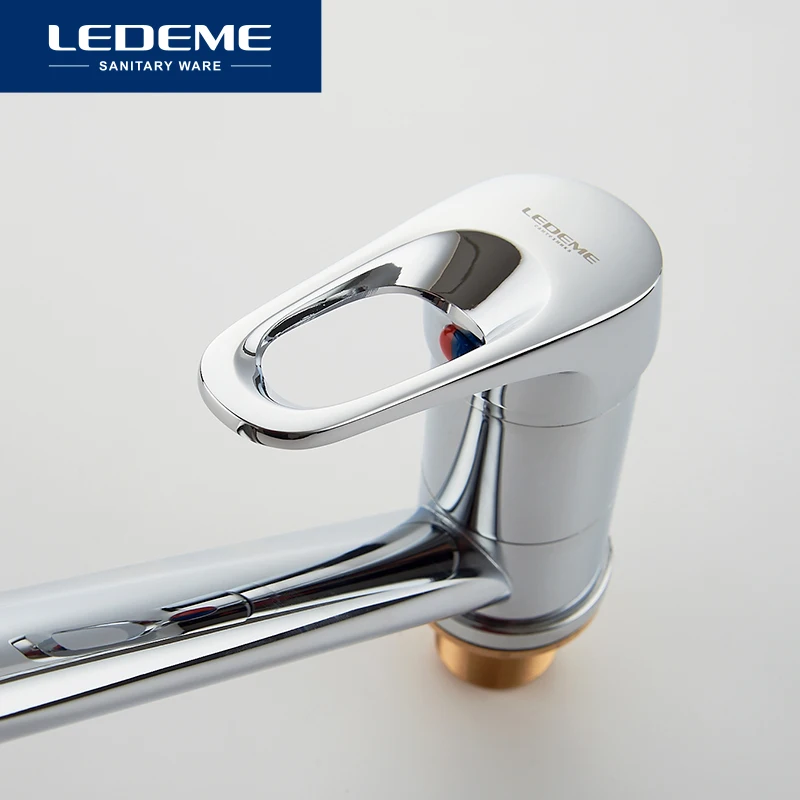 LEDEME Смеситель для кухни с гайкой латунь Цвет: хром L4913|kitchen faucet|water tapkitchen faucet handle |