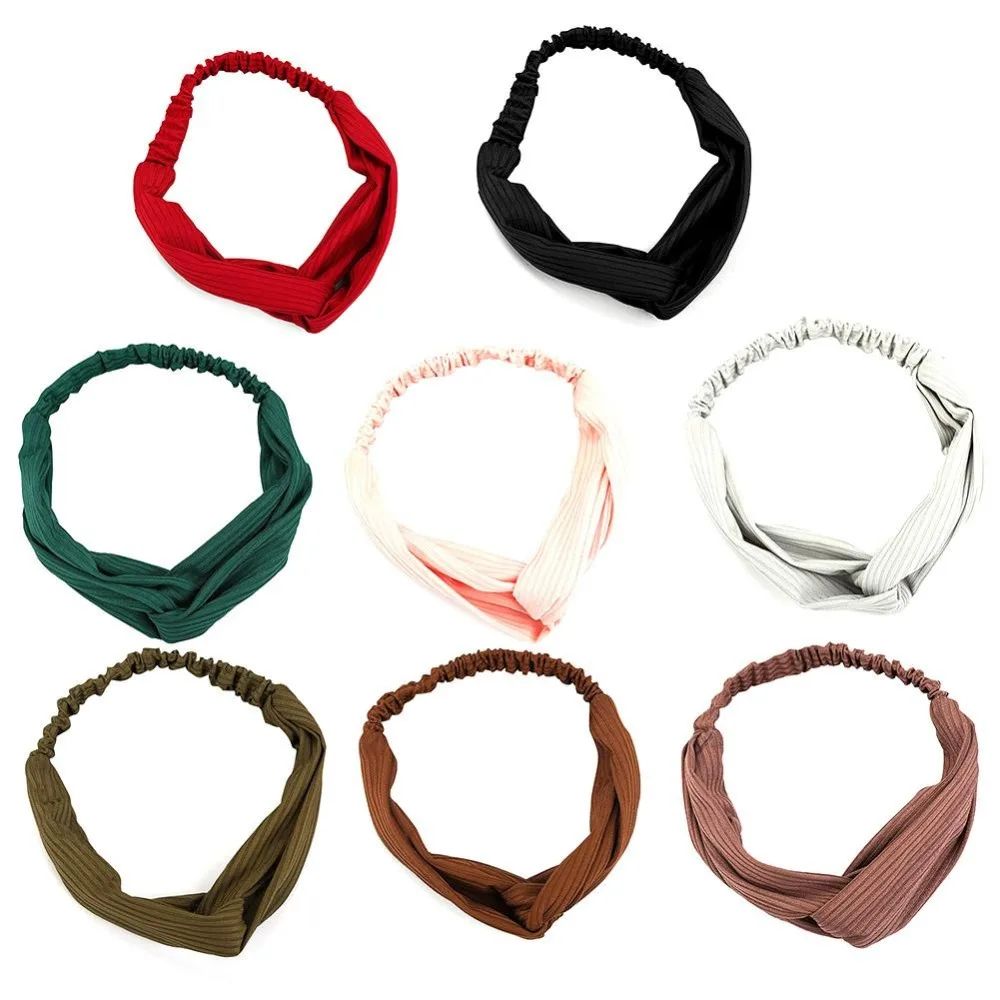 41 Types Plaid Knot Dot Headband Turban Elastic Hairband Head Wrap Hair Accessories for Women Girls Striped Headwear |