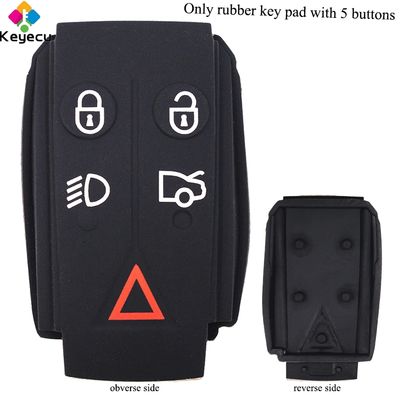 

KEYECU Replacement Rubber Key Pad Of Smart Remote Car Key - 5 Buttons - FOB for Jaguar XF XFR XK XKR 2009-2013 - Only Key Pad