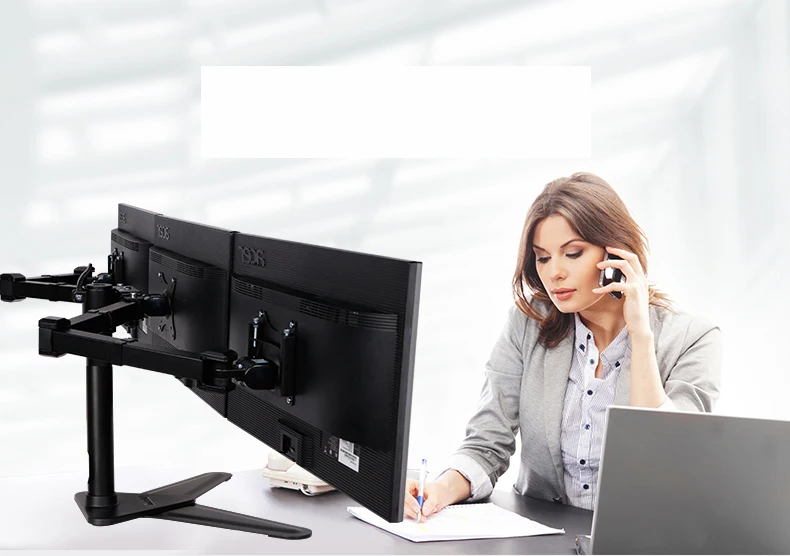Loctek D2T Настольный 1"-30" тройной дисплей стенд полный движение свободный подъем 3 экран монитор держатель Монтажный кронштейн загрузка 10 кг каждый