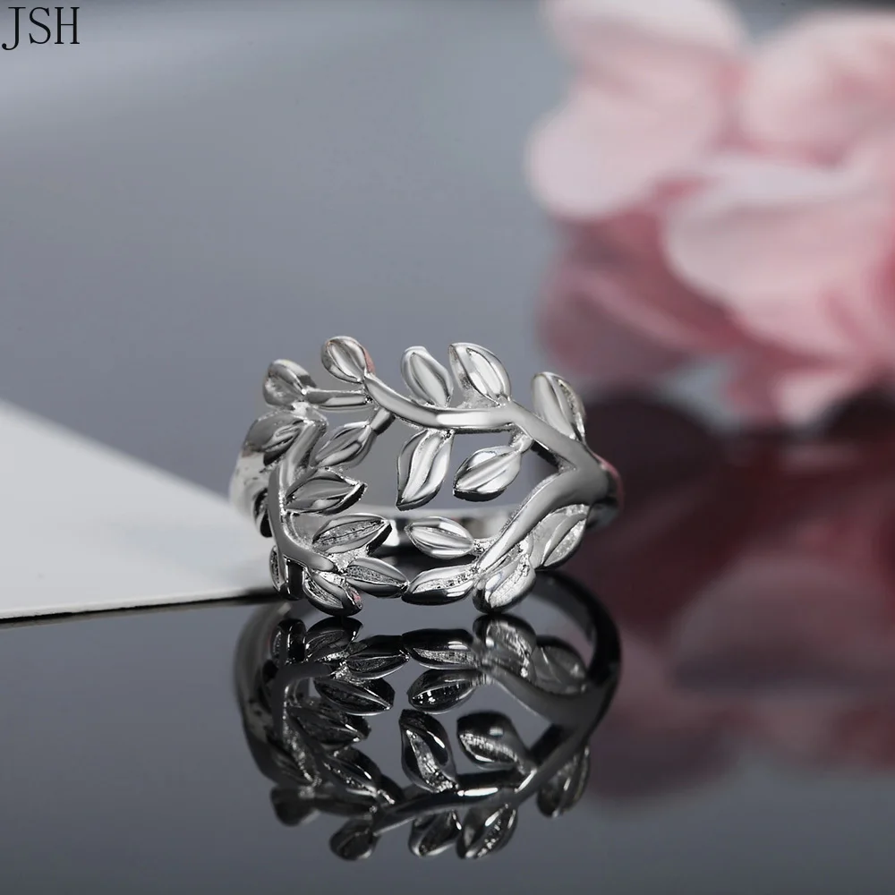 Женское свадебное кольцо Retre flower стильное серебряное в форме листа ювелирное