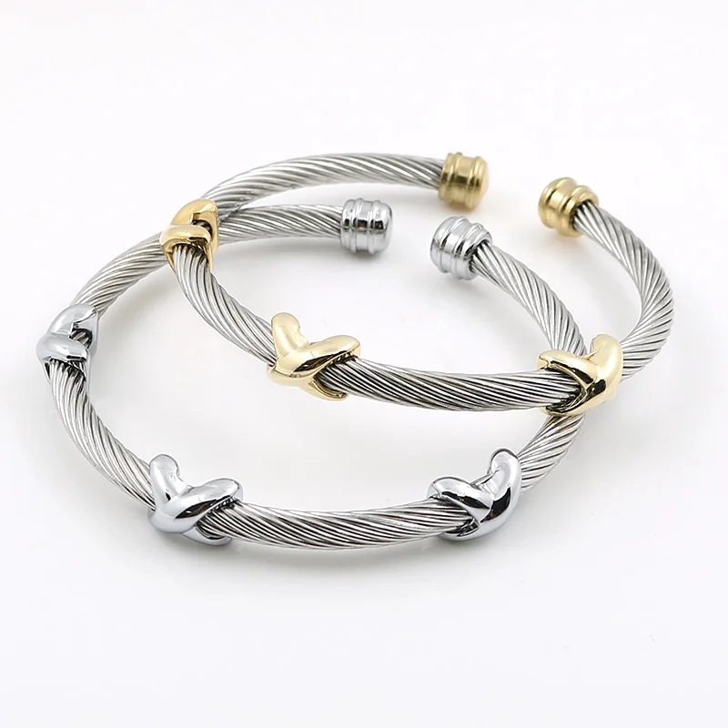 

MSX Classical Charms Stainless Steel Cuff Bangle Bracelet Starfish Punk Cable Twist Wire Stripe Wedding Party Jewelry Accesory