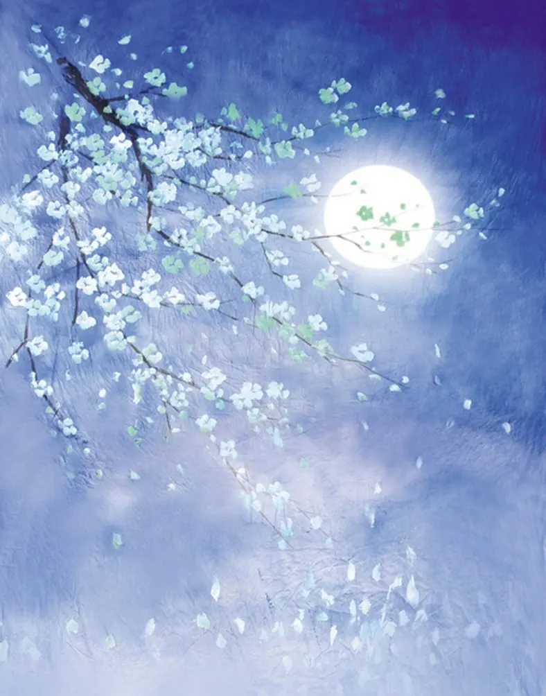 

5x7ft Flowers Moon Blue Photography Backdrops Photo Props Studio Background