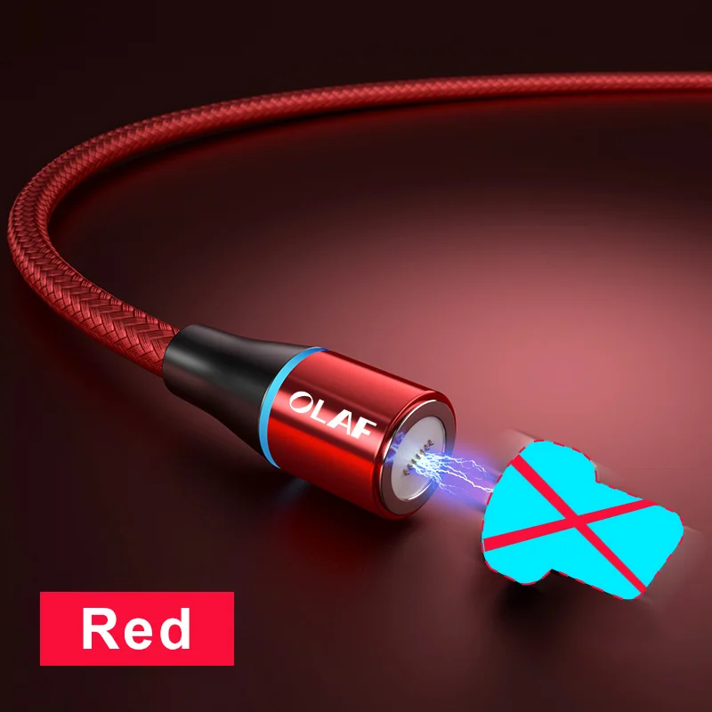 Магнитный USB кабель Олаф для iPhone, зарядное устройство, магнитный кабель для зарядки данных, кабель Micro USB type C для мобильных телефонов Android - Цвет: Red Cable NO Plug