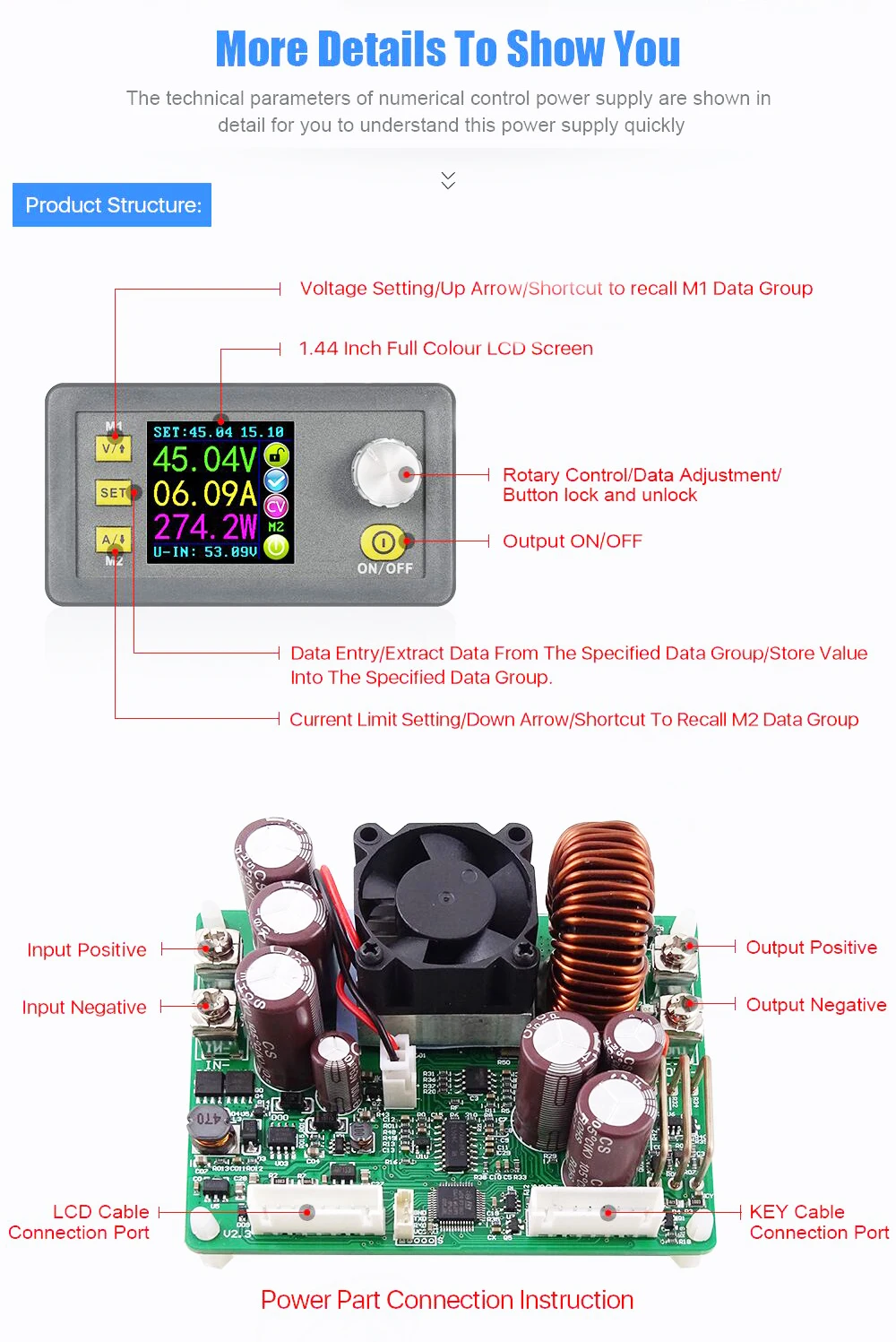 DPS5020 CNC DC Регулируемый блок питания понижающий модуль интегрированный амперметр напряжения 50 в 20A