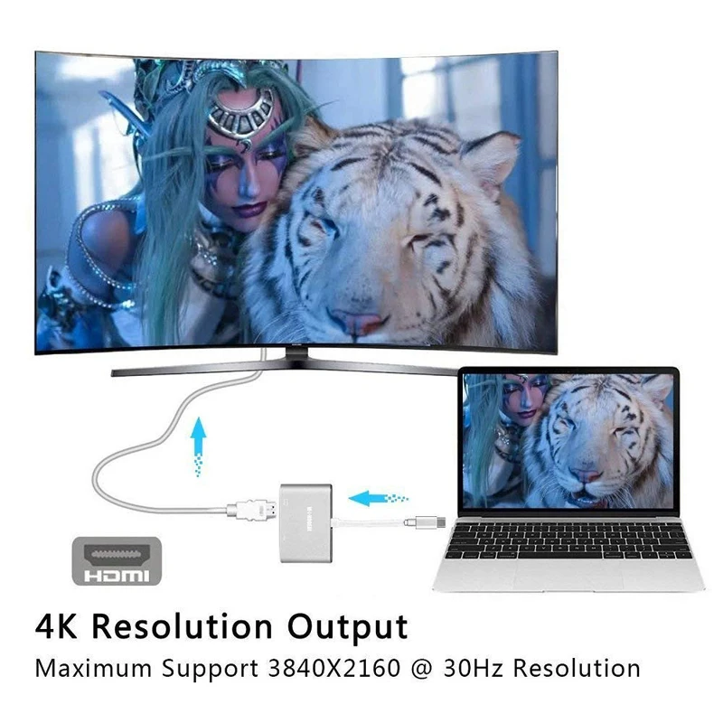 Baolyda USB C к HDMI/VGA 4K UHD 3 1 type VGA/HDMI адаптер одновременно мультидисплей видео конвертер