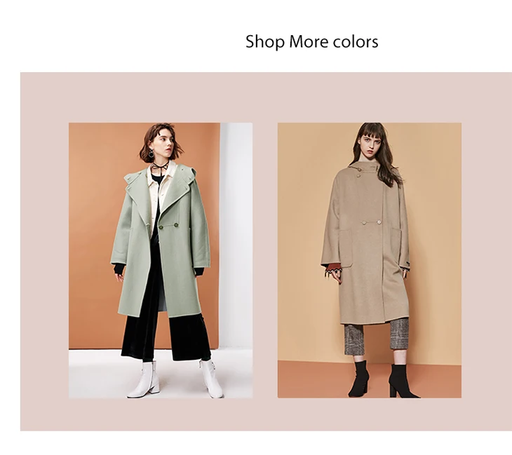 Только женское зимнее новое длинное шерстяное пальто с капюшоном ручной работы с большим карманом | 11834S520