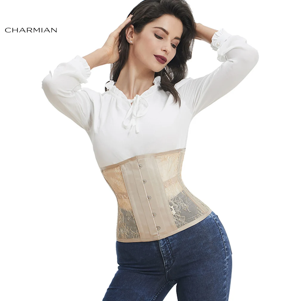 Женский корсет Charmian черный/белый со стальными костями в стиле ретро готический
