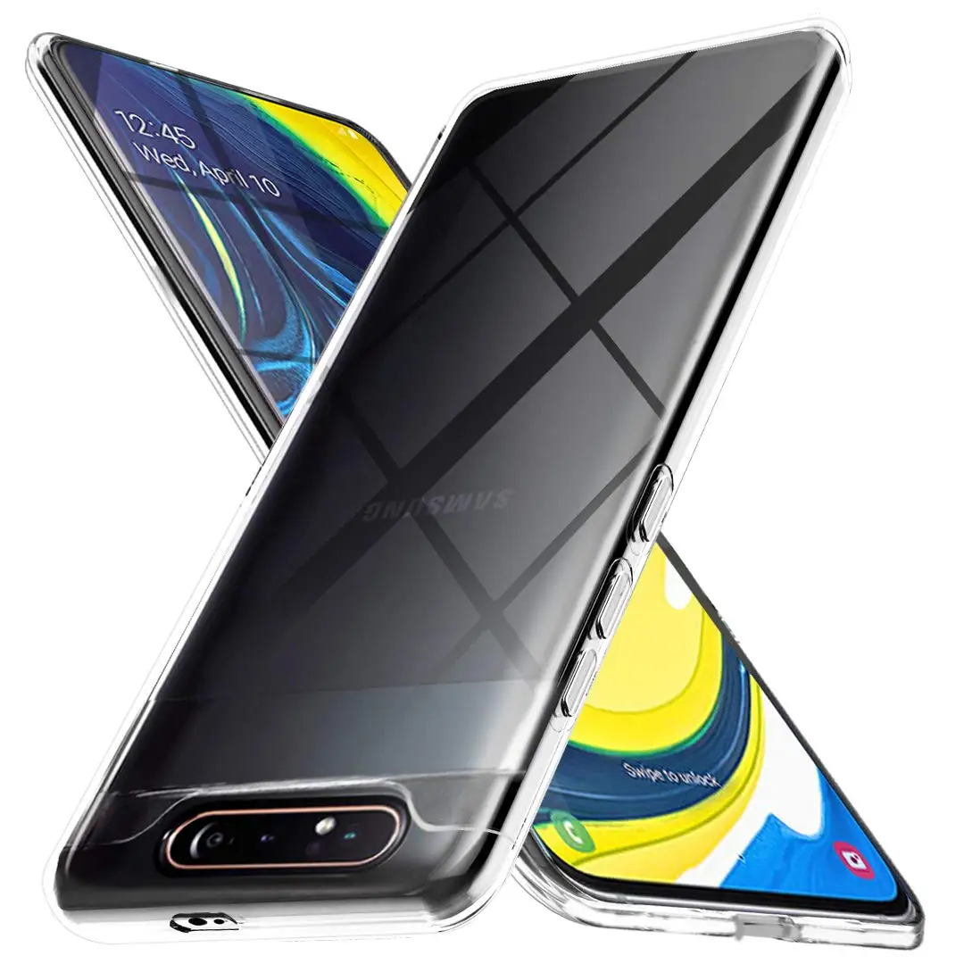 Прозрачный Мягкий Силиконовый ТПУ чехол для samsung Galaxy A80/A90 чехол на заднюю панель мобильного телефона 360 Защитный samsung A80 прозрачная Броня