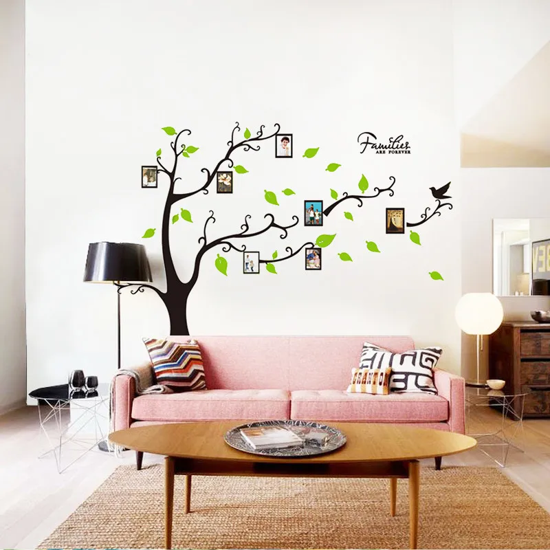 Large 200*250Cm/79*99in Black 3D DIY Photo Tree PVC Wall Decals/Adhesive Family Stickers Mural Art Home Decor | Дом и сад