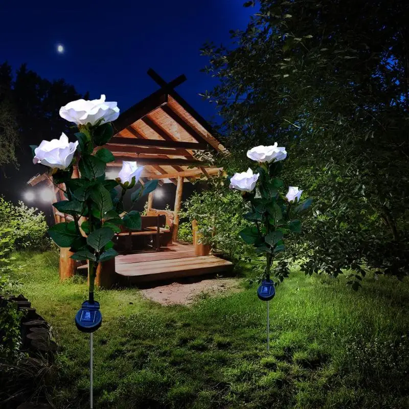 3LED Солнечная имитация цветка розы светильник водонепроницаемый садовый пейзаж лампа наружная лужайка лампа домашний декоративный цветок ночной Светильник s