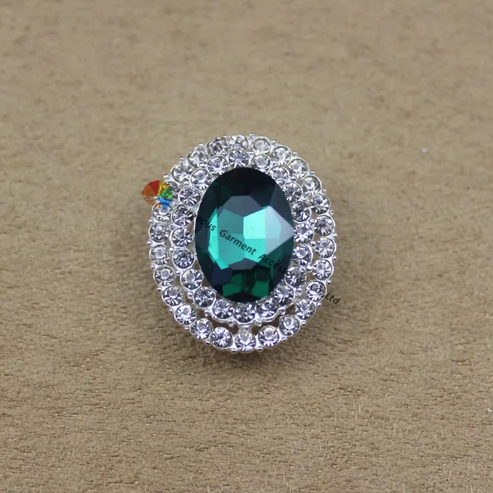 Блестящие металлические овальные пуговицы со стразами 20 шт. х25 мм центральные