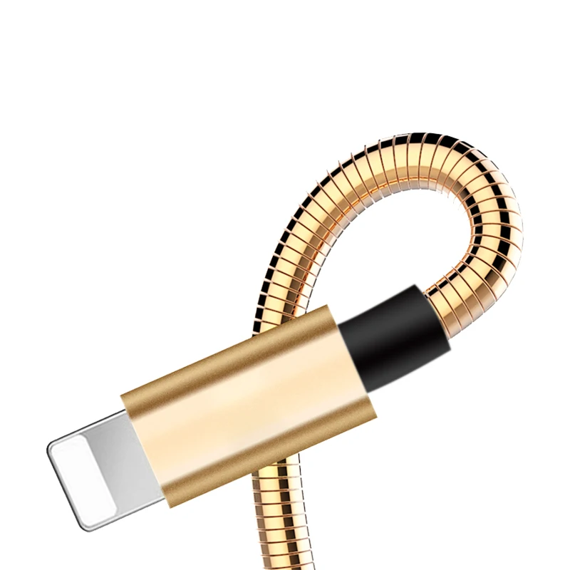 Металлическая пружина Micro USB синхронизации данных зарядное устройство для iPhone X Max 6 6s 7 plus 8 plus Дата-кабель для зарядки Выдвижной кабель USB2.0 - Цвет: Yellow