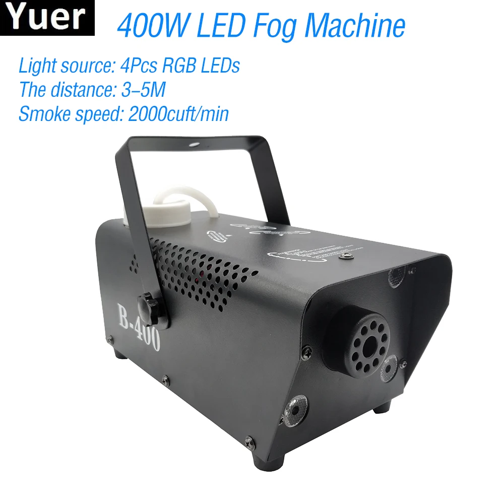 400W Fog Machine 4x3w LED RGB 3IN1 Jet Smoke Equipment Wedding Party Stage Special Effect Stage Lighting Dj Disco wire Control