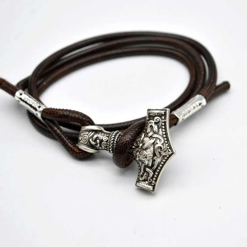 1 шт. мужской браслет викинга Тор молоток кожаный Mjolnir амулет обёрточная Бумага