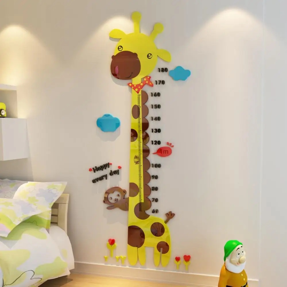Colorful Giraffe Жираф Высота линейка стены стикеры s украшения для детской комнаты 3D мультфильм роста диаграмма наклейка для декора стен обои для детской комнаты 1 шт - Цвет: Colorful Giraffe