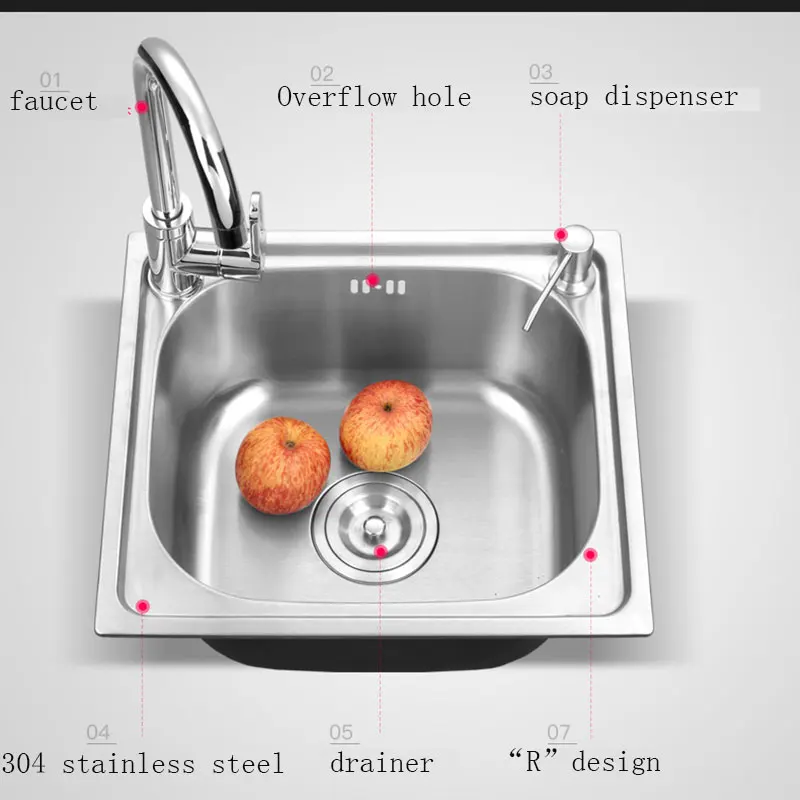 Кухонная раковина таз для мытья овощей горшки кухонная с одной чашей без крана