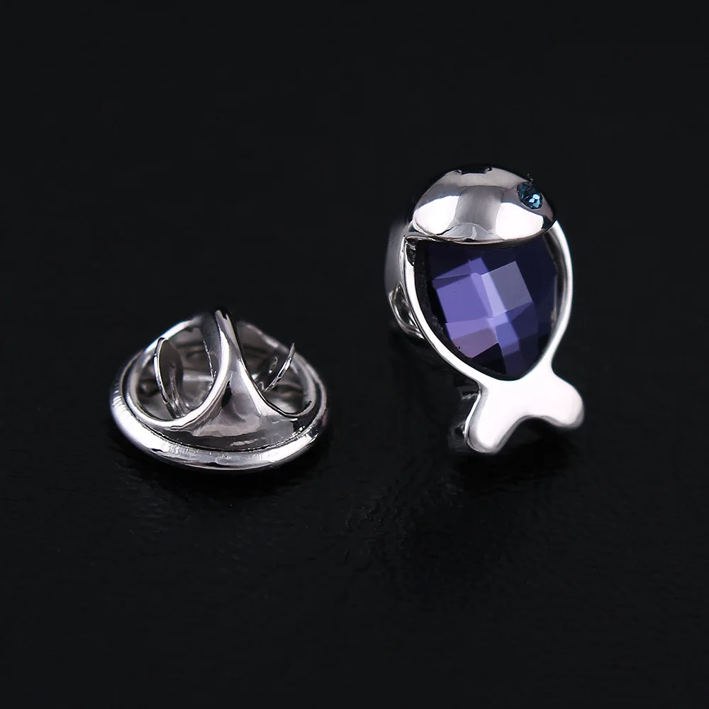 

CINDY XIANG Cute Crystal Small Fish Collar Brooches For Women And Men Copper Material Pin Brooch Unisex Kids Accessories Gift
