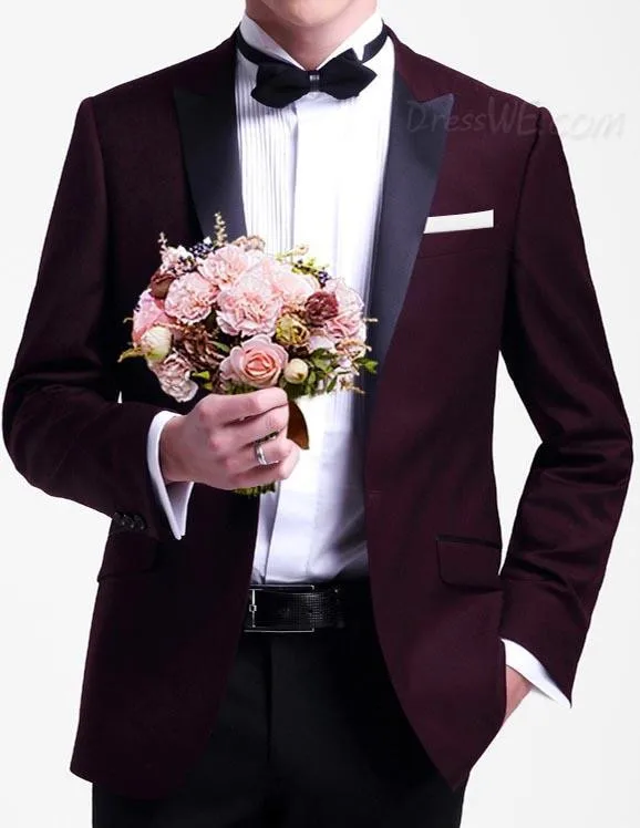 Новое поступление смокинги жениха пиковый черный атласный мужской костюм с