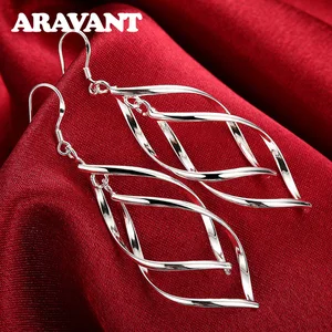 2022 Новое поступление 925 стерлингового серебра полые длинные висячие серьги для женщин модные свадебные ювелирные изделия подарки