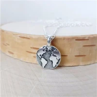 30pcslot globe world map tiny round pendant necklace personality statement jewelry elegant women choker necklace