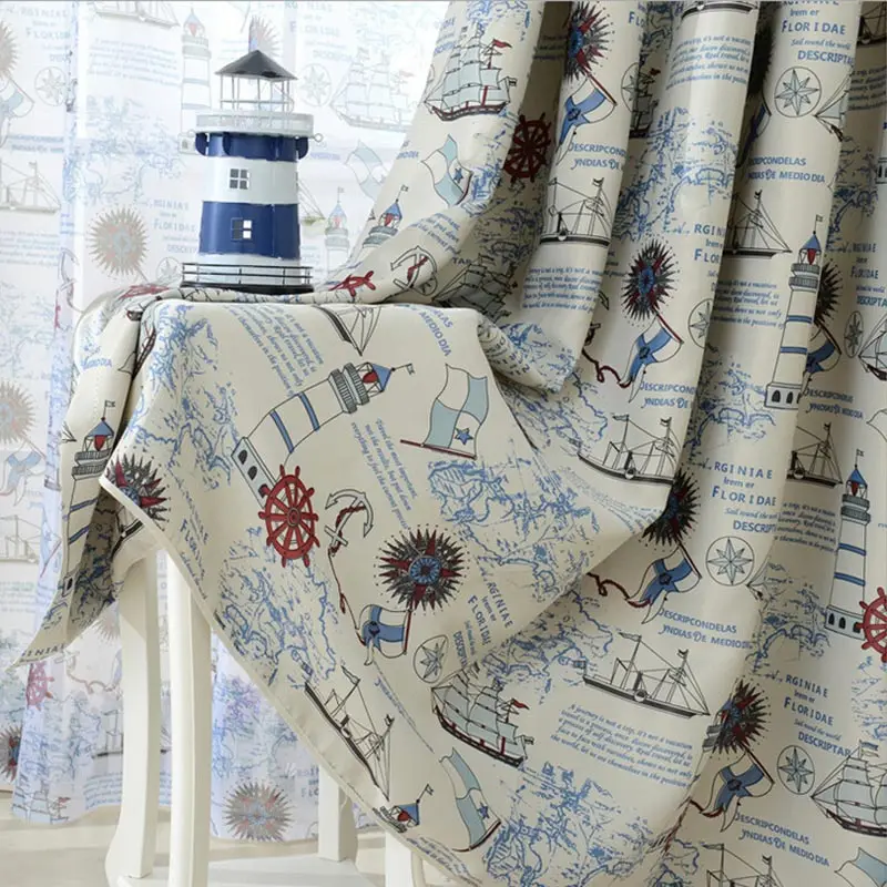 Curtain Topfinel пиратского корабля шторы для детей Детская комната Тюль для гостиной спальни Занавески для окна плотные панель шторы - Цвет: Curtain