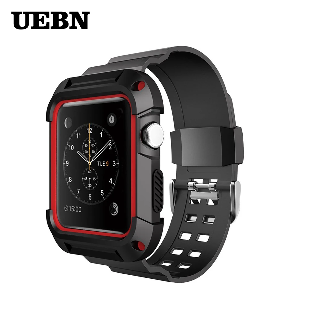 Ремешок спортивный UEBN для Apple Watch band 42 мм 38 прочный защитный чехол из ТПУ iwatch +