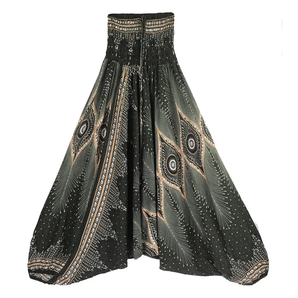Мужские и женские тайские шаровары Boho Festival Hippy Smock с высокой талией для йоги брюки женские модные однотонные с высокой талией Mulheres# J4