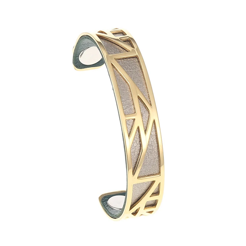 006 Cremo модные золотые браслеты для ношения поверх рукава Manchette Femme нержавеющая сталь жоржет Сменные кожаные DIY ювелирные изделия - Окраска металла: 006