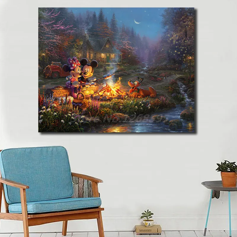 Томас Kinkade Микки Минни Маус холст живопись плакаты печать стены искусство картина современная детская спальня декор рождественские подарки