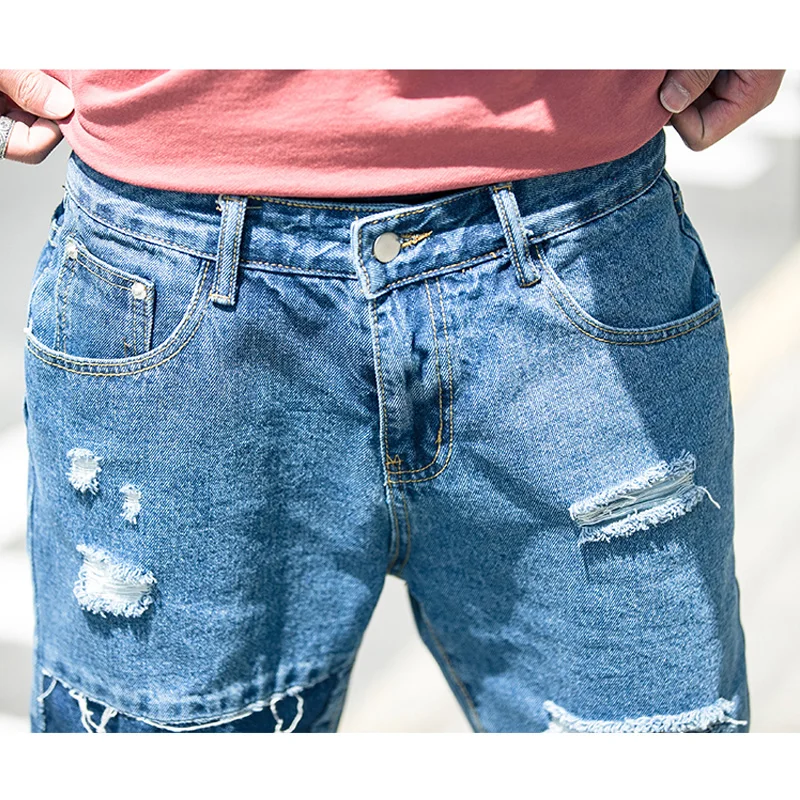 Мужские джинсовые шорты Лето г. стиль Модные эластичные силы Slim Fit Короткие джинсы мужской брендовая одежда синий шорты для женщин человек XXL