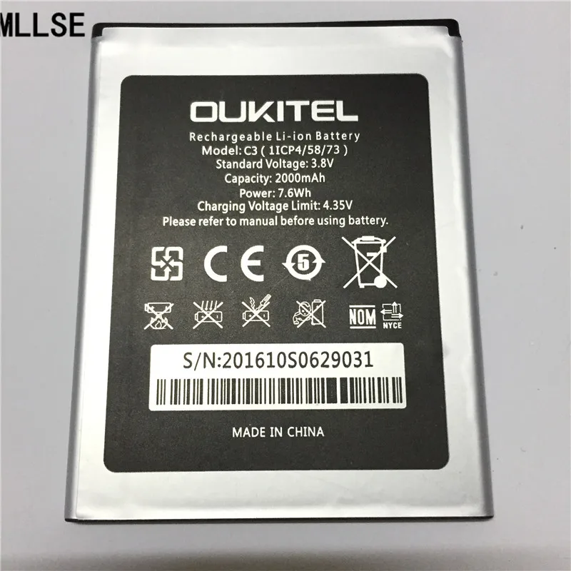 Аккумулятор MLLSE 2000 мАч C3 для OUKITEL мобильный телефон|battery for|battery for mobilebattery 2000mah |