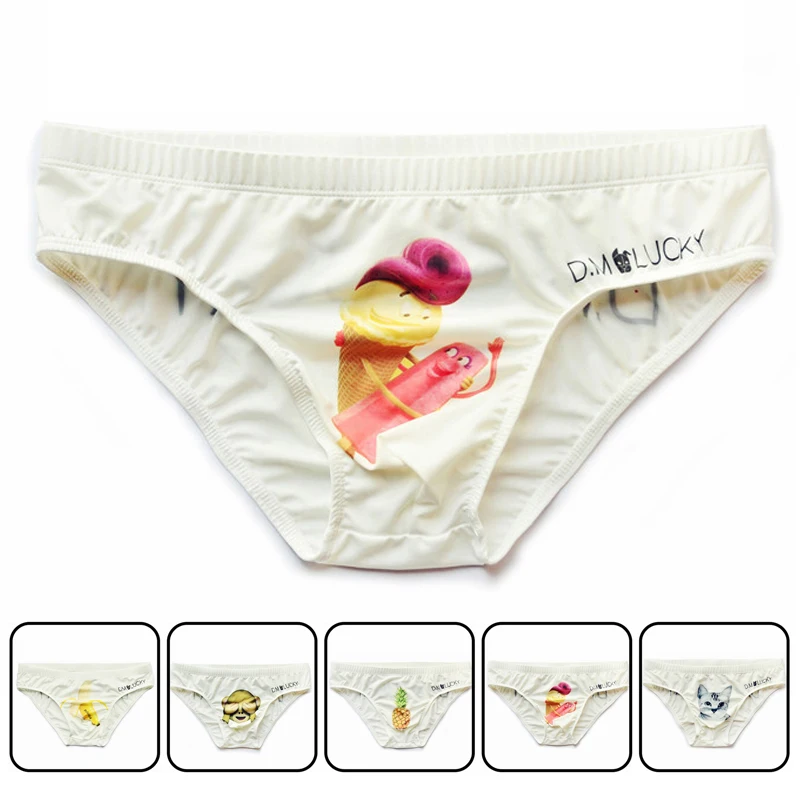 Новые мужские трусы из полиэстера и шелка с рисунком мультфильма сексуальные