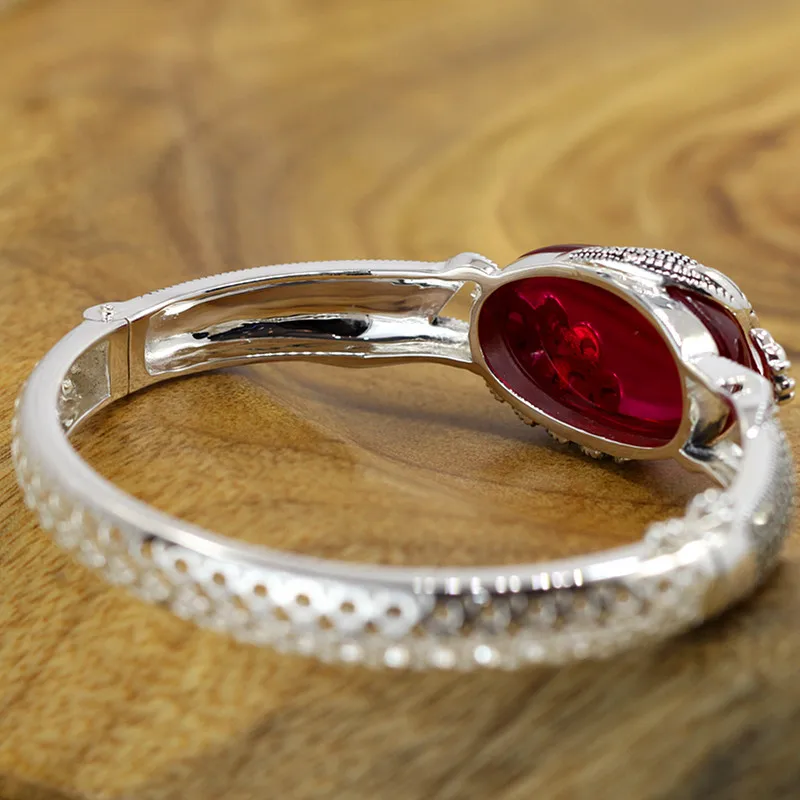 Женский браслет из серебра 925 пробы с красным нефритом|bracelet bangle for women|bracelet womenbracelet