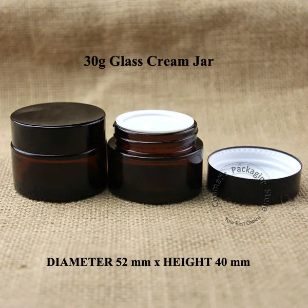 Пустая стеклянная баночка для крема лица янтарного цвета 20 шт./лот 30 г 1 унция
