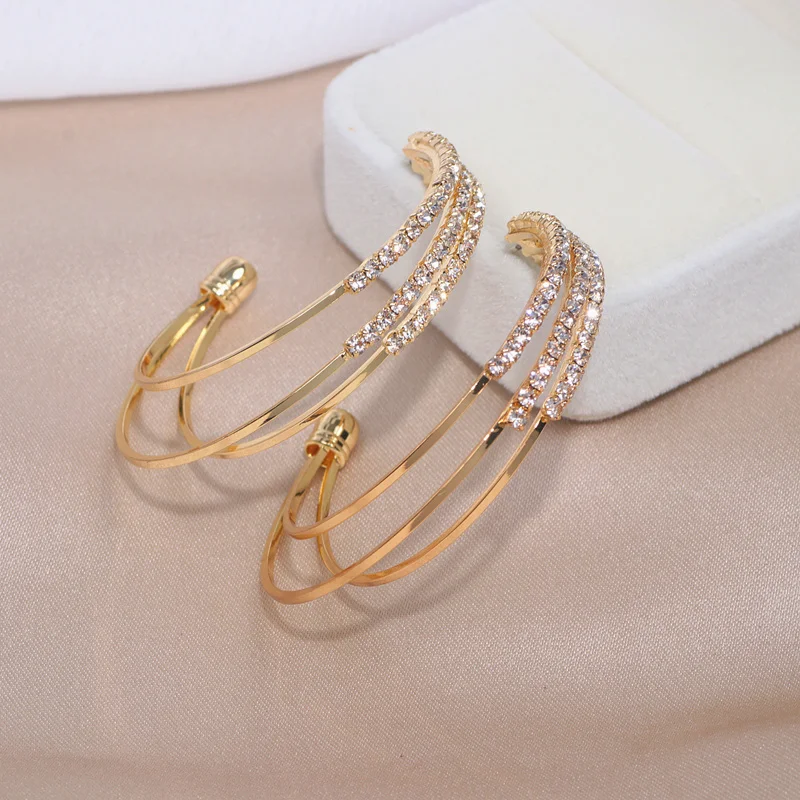 Модные большие круглые серьги Многослойные Круглые кольца для женщин блестящие