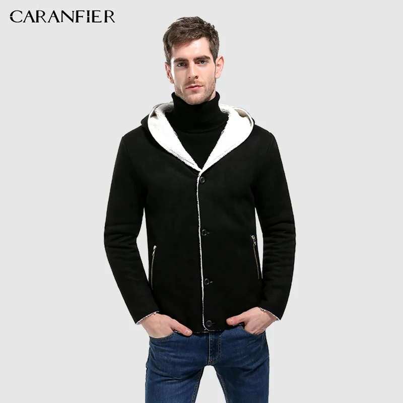 CARANFIER осенние пальто Зимние флисовые С Капюшоном Модные приталенные повседневные куртки для мужчин пальто мужской пиджак верхняя одежда брендовая одежда