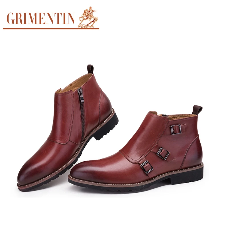 GRIMENTIN/Роскошные Брендовые мужские ботильоны из натуральной кожи ручной работы