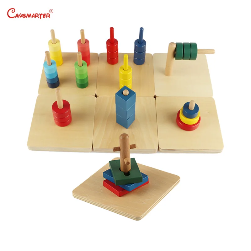 Set Игрушка из дерева Монтессори материал Математика дети сенсорные дошкольные Обучающие Диски на горизонтальном дюбеле Образование Деревянные игрушки - Цвет: Set