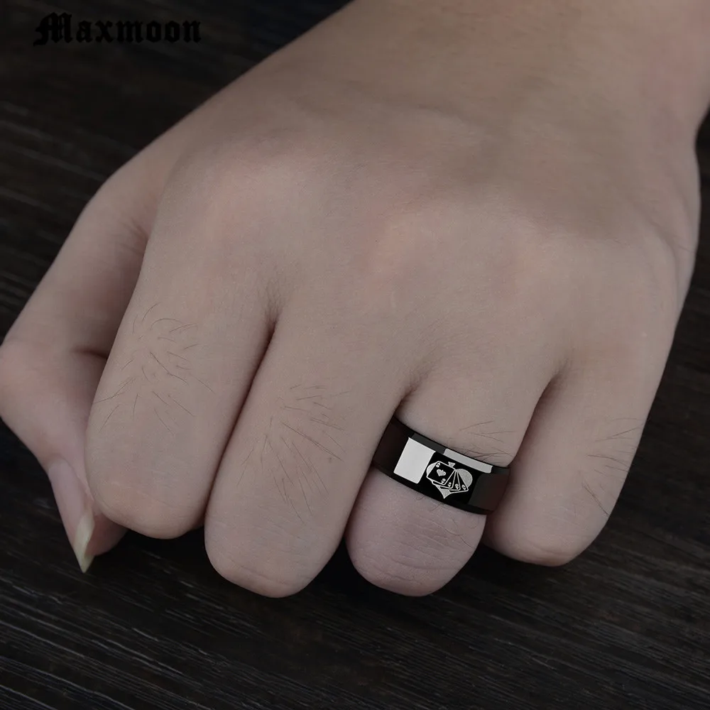 Maxmoon Magician stainless steel ring poker rings 316 Titanium Rings fashion men and women Jewelry gifts | Украшения и аксессуары
